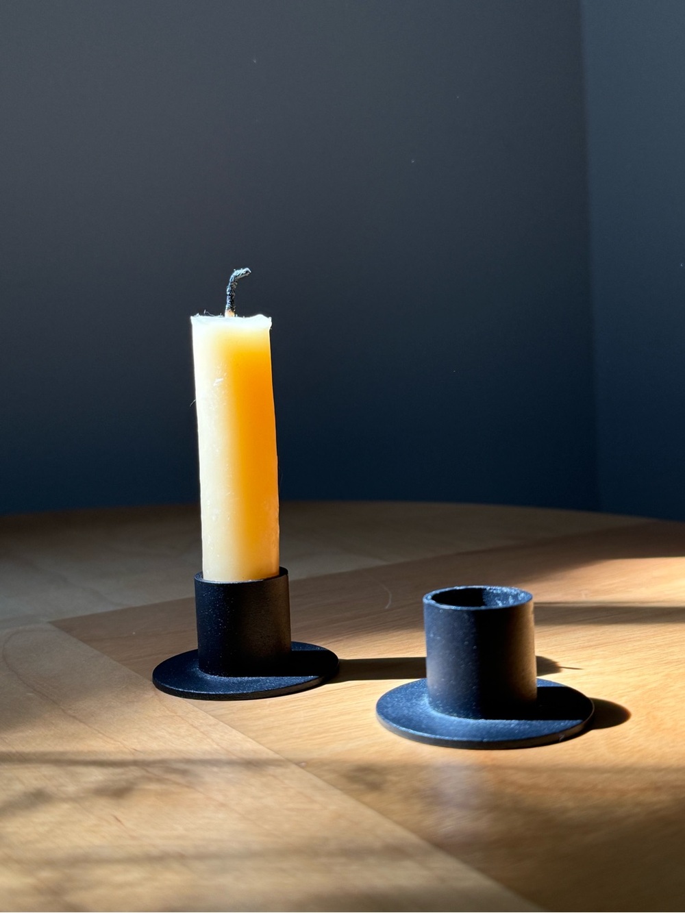 Set of 2 Taper Candle Holders Black Modern Minimalist Metal